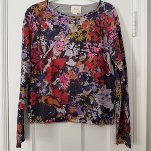 Maeve Vibrant Floral Long Sleeve Top - Red, Purple, Yellow